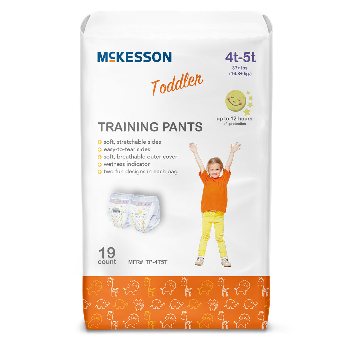 Mckesson Toddler Training Pants, 4T To 5T For Children Weighing 37+ Lbs., 4/Cs