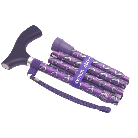 Switch Sticks® Folding Cane, Viking Print, 32 To 37 Inch Height, 1/Ea