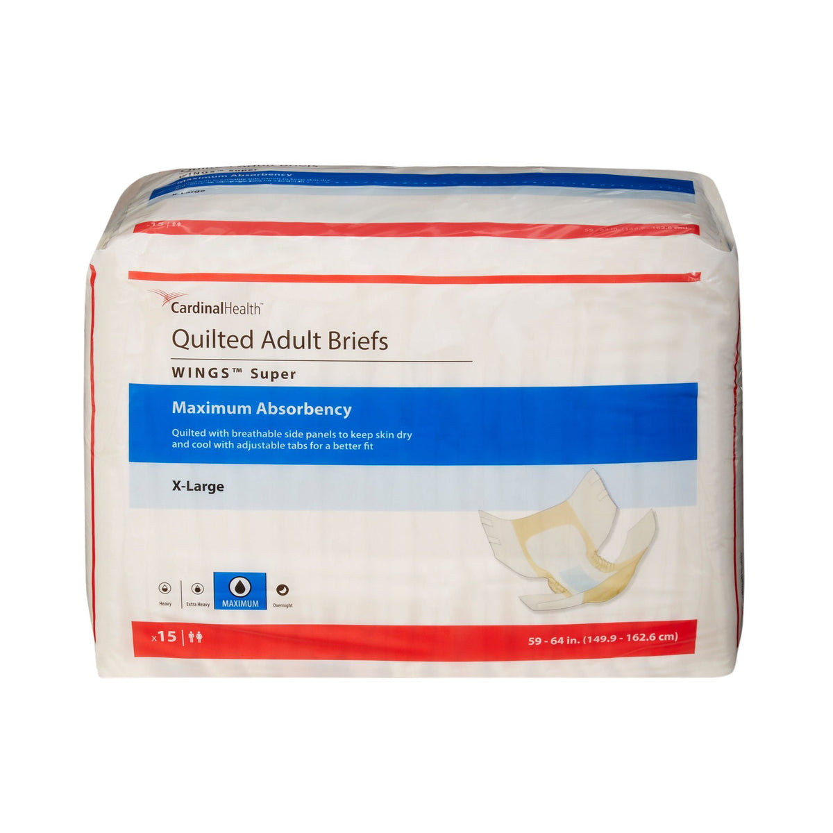 Wings™ Super Quilted Maximum Absorbency Incontinence Brief, Extra Large, 15/Bg