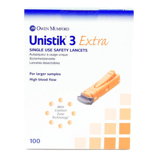 Unistik® 3 Extra Safety Lancet, 21 Gauge, 2-Millimeter Depth, 100/Bx
