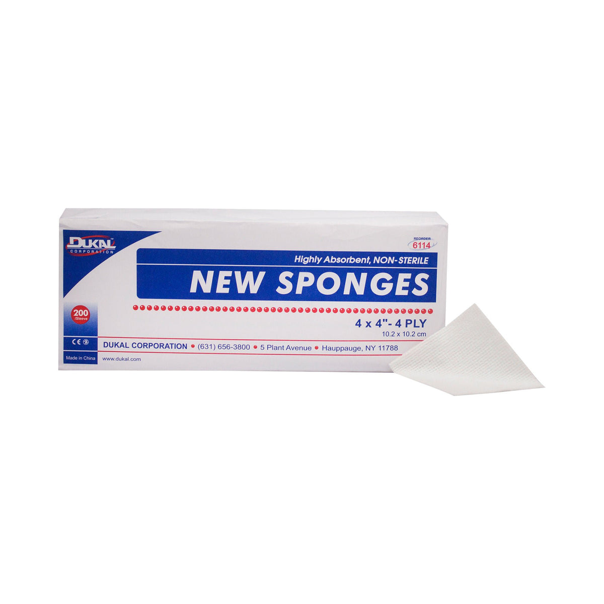 Dukal™ Nonwoven Sponge, 4 X 4 Inch, 4-Ply, 10/Cs