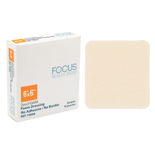 Dressing, Foam Zenifoam Non-Adh 6"X6" W/O Border (10/Bx), 10/Bx