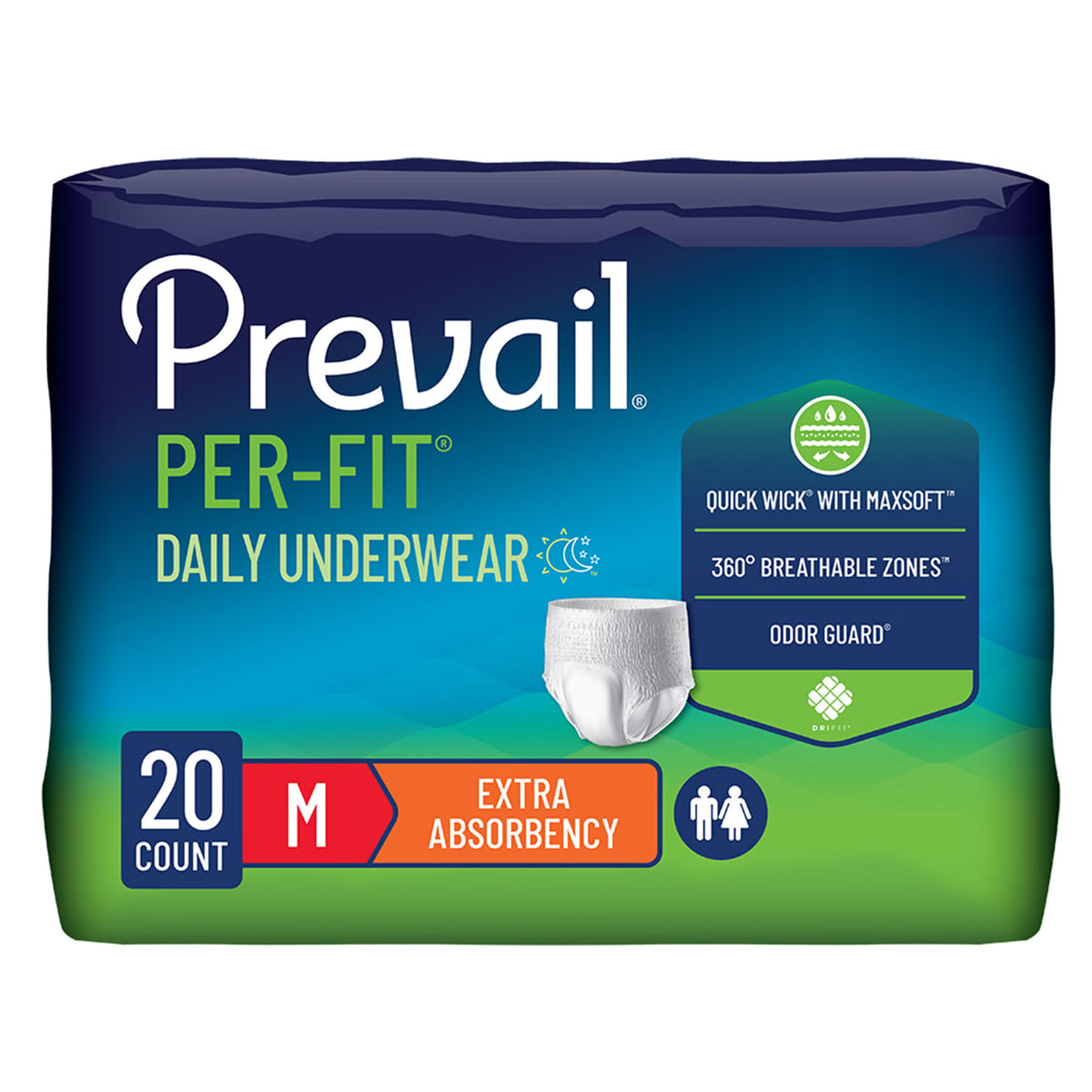 Prevail® Per-Fit® Extra Absorbent Underwear, Medium, 80/Cs