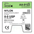 8/0 NYLON SUTURE, BLACK MONO, 5"/13CM, DRM6, 6MM 3/8 CIRCLE, 12/BX, SOLD AS BOX SURGICAL 71