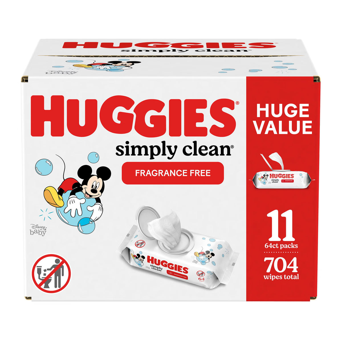 WIPE, BABY HUGGIES SIMPLY CLNFLIPTOP UNSCNTD (704/CS), 704/CS