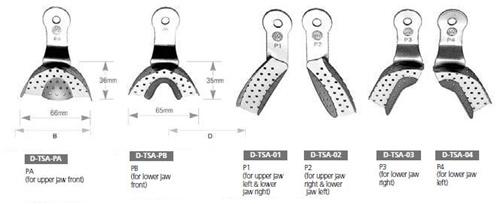 Dental Impression Tray Set, 6 pc Partial, S.S. - Osung USA