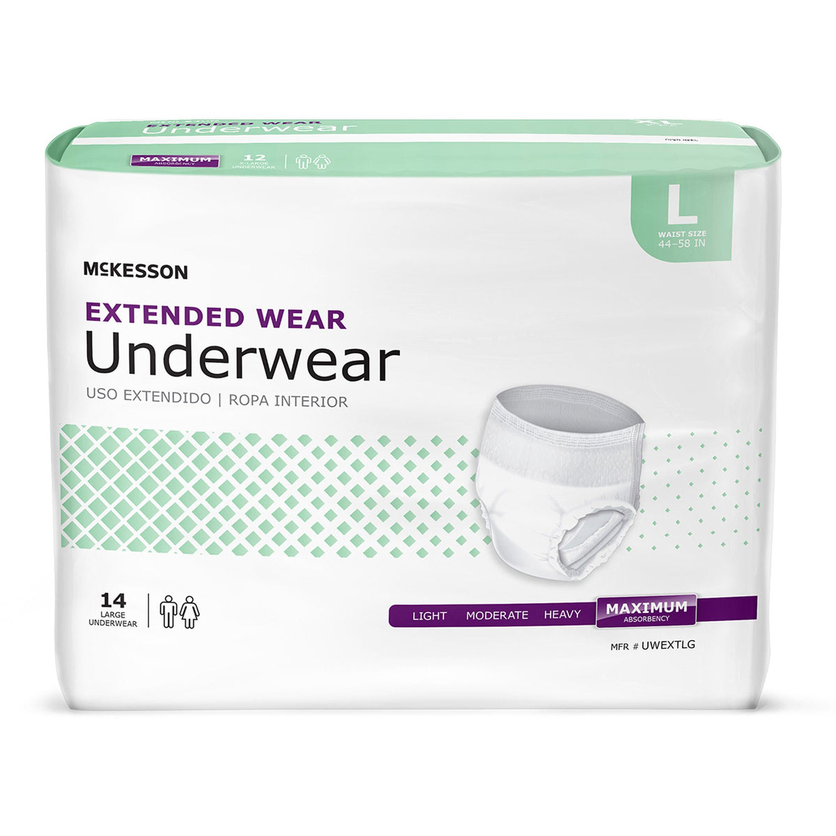 Mckesson Extended Wear Maximum Absorbency Underwear, Large, 56/Cs