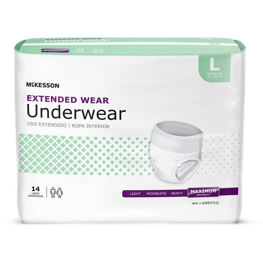 Mckesson Extended Wear Maximum Absorbency Underwear, Large, 56/Cs