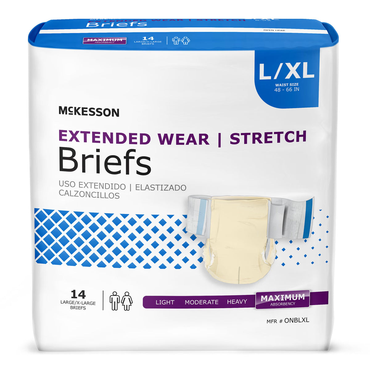 Mckesson Extended Wear Maximum Absorbency Incontinence Brief, Large / X-Large, 56/Cs