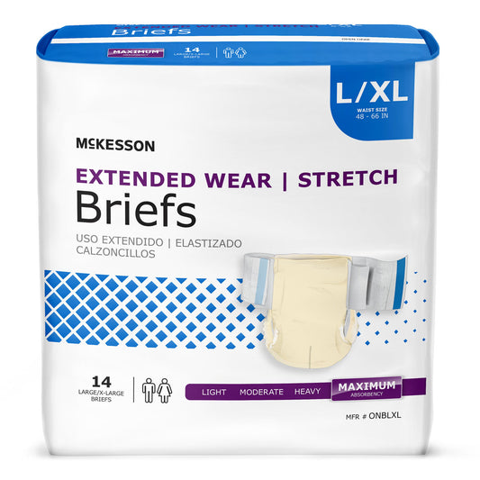 Mckesson Extended Wear Maximum Absorbency Incontinence Brief, Large / X-Large, 14/Bg