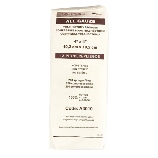 Amd Ritmed Tracheostomy Dressing, 4 X 4 Inch, 12-Ply, 200/Pk