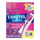 TAMPAX® RADIANT TAMPONS, REGULAR, 14 CT., SOLD AS 1/BOX PROCTER 07301071306