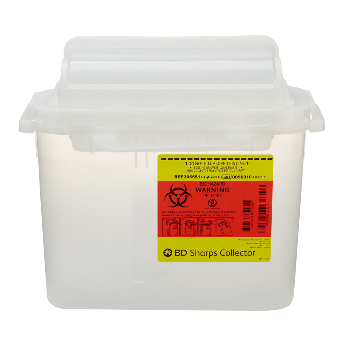 BD™ Sharps Container, 5.4 Quart, 12 x 12 x 4-4/5 Inch, 20/CS