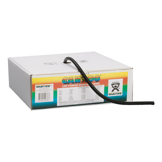 Cando® Low Powder Exercise Resistance Tubing, Black, 100', X-Heavy Resistance, 1/Ea