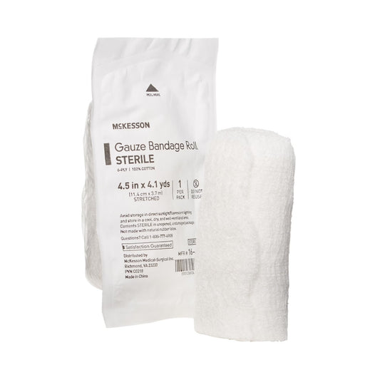 Mckesson Sterile Fluff Bandage Roll, 4.5 Inch X 4.1 Yard, Six Ply, 100/Cs