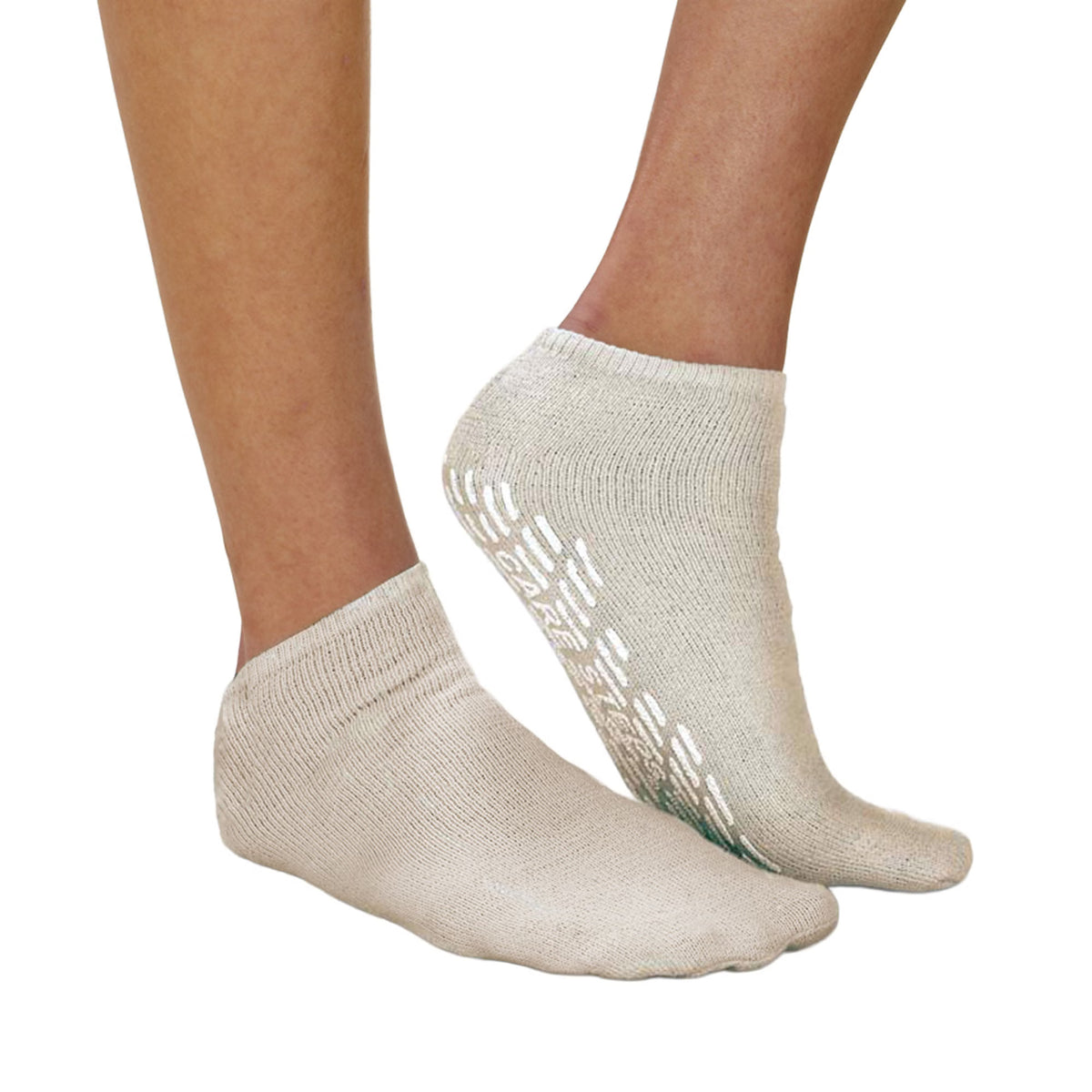 Care-Steps® Single Tread Slipper Socks, Large, Beige, 12/DZ
