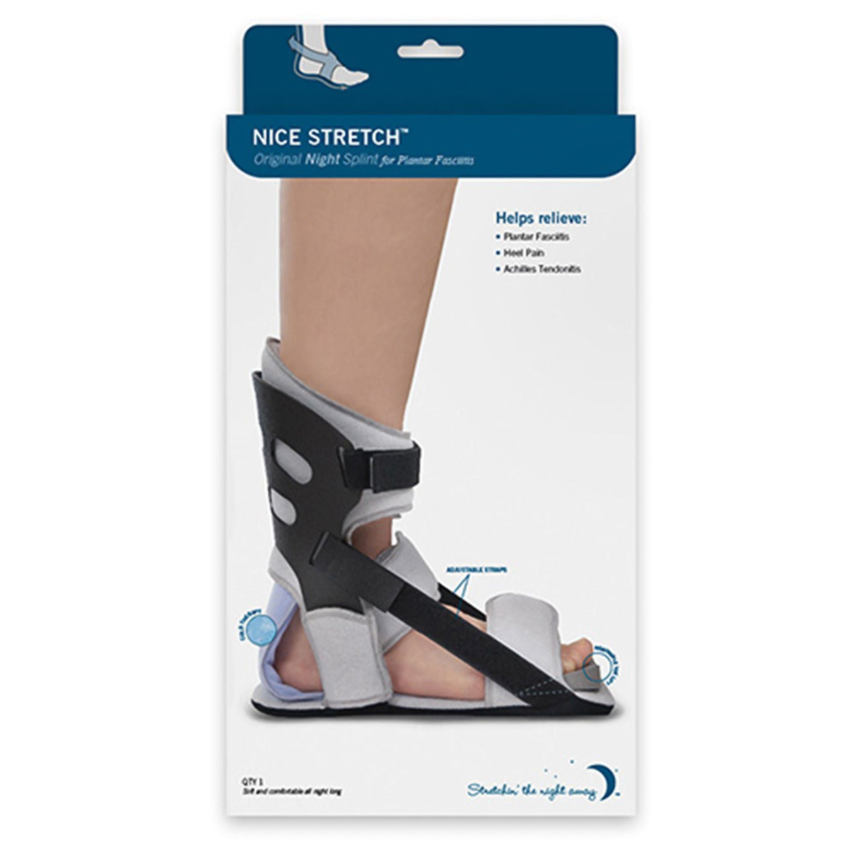 Nice Stretch® Original Plantar Fasciitis Night Splint W/ Polar Ice® Pack, Medium, 10/Cs