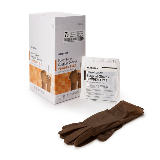 McKesson Perry® Latex Surgical Glove, Size 7.5, Brown, 200/CS