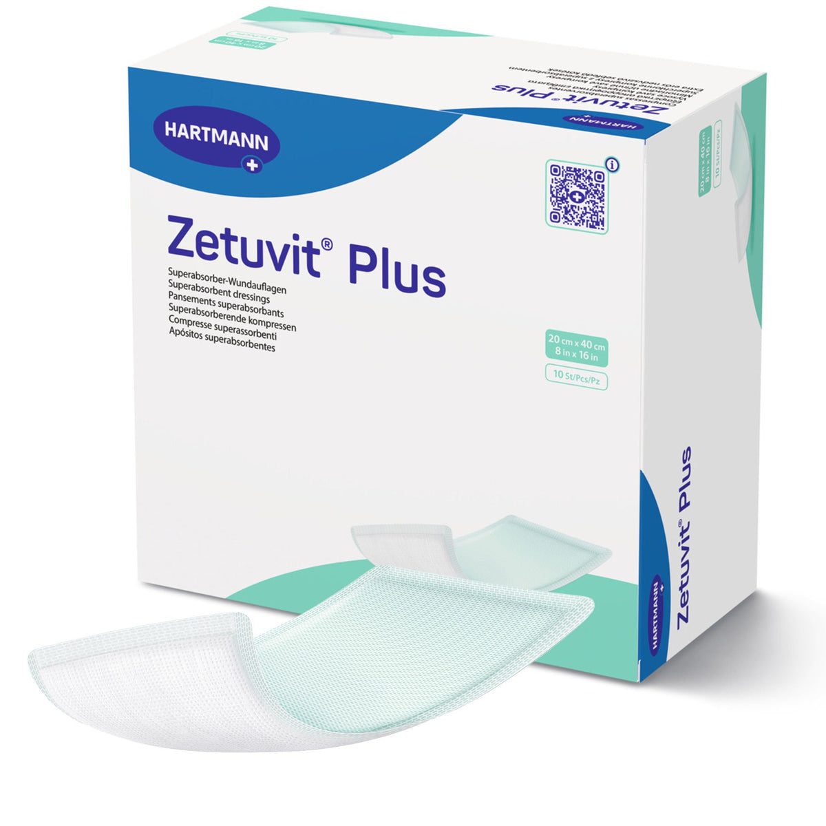 Zetuvit® Plus Sterile Superabsorbent Dressing, 8 x 16 Inch, 10/BX
