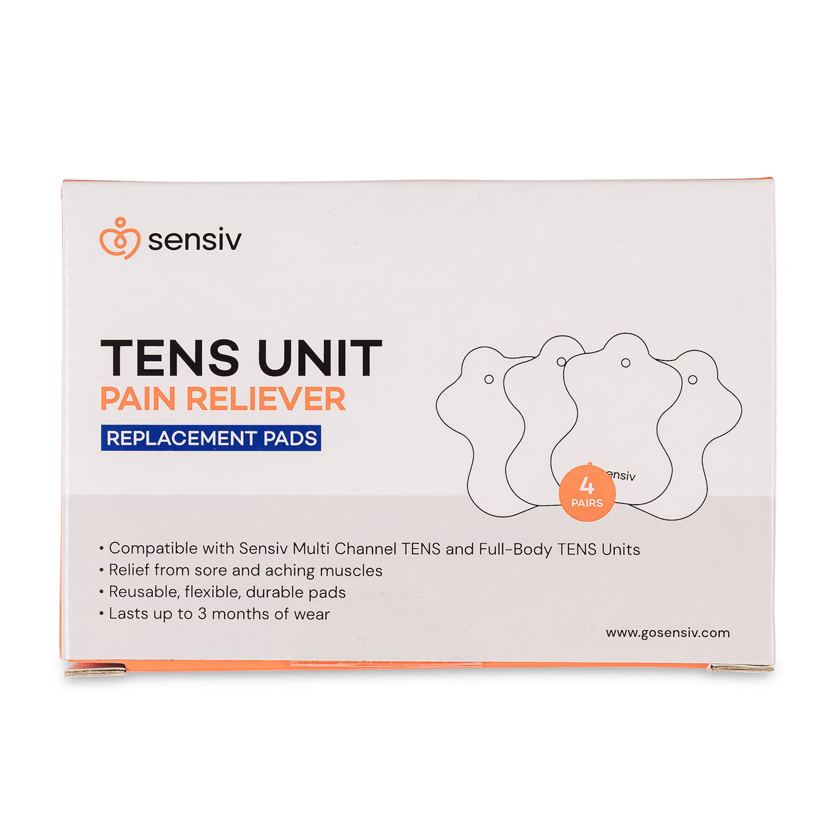 Sensiv Tens Unit Pain Reliever Replacement Pads, 40/Cs