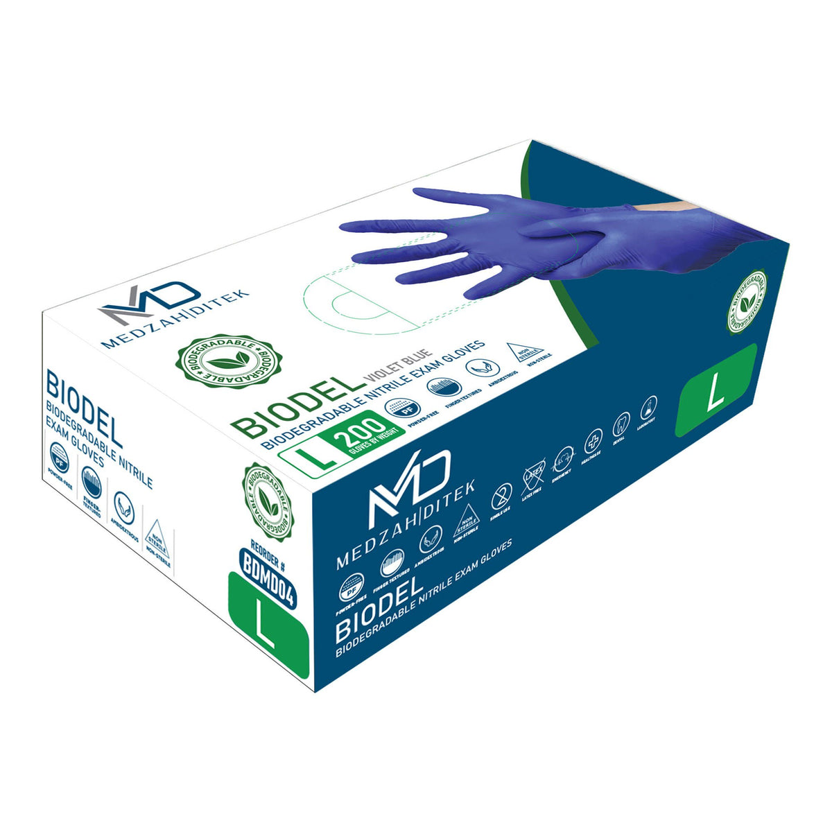 Glove, Exam Biodegradable Lg 4.0Mil 9.5" (200Ea/Bx 10Bx/Cs), 200/Bx