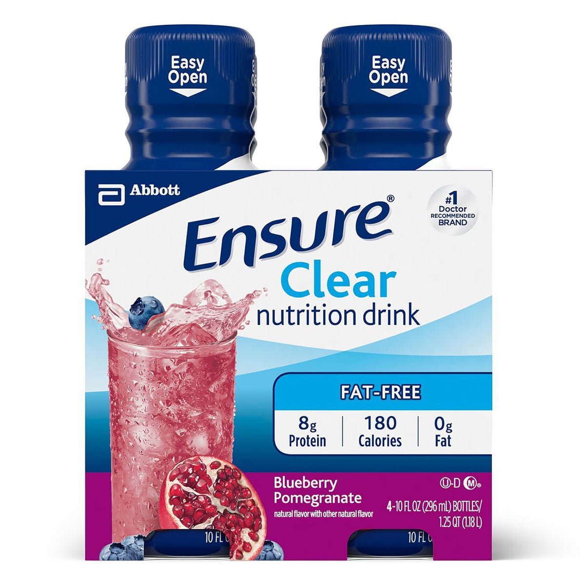 Ensure® Clear Therapeutic Nutrition, Blueberry Pomegranate, 10-ounce bottle, 12/CS