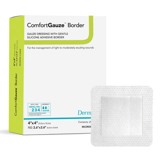 Comfortgauze™ Island Dressing With Silicone Border, 4 X 4 Inch, 25/Bx