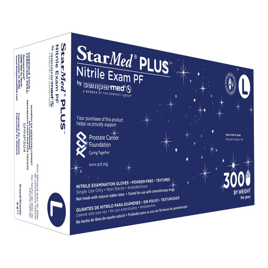 Starmed® Plus™ Nitrile Exam Glove, Large, Blue, 3000/Cs