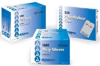 Dynarex® Slipover Lap Bib, Polyethylene / Tissue, White, 300/Cs