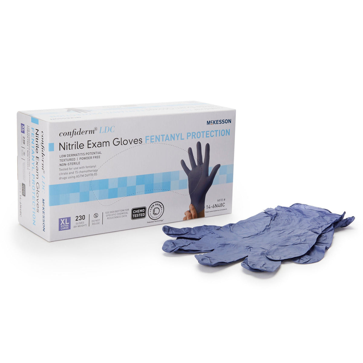 Mckesson Confiderm® Ldc Exam Glove, Extra Large, Blue, 230/Bx