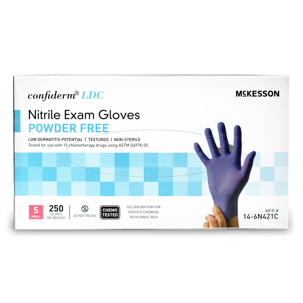 Mckesson Confiderm® 6.8C Nitrile Exam Glove, Small, Blue, 2500/Cs