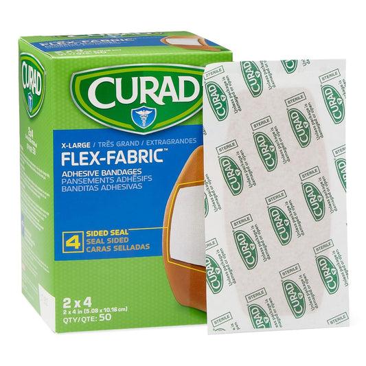 Curad® Flex-Fabric Tan Adhesive Strip, 2 X 4 Inch, 50/Bx
