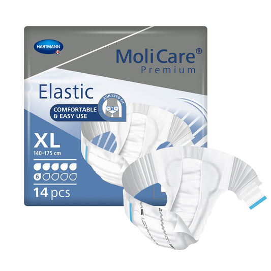 Molicare® Premium Elastic 6 Drop Absorbency Incontinence Briefs, Extra Large, 14/Bg