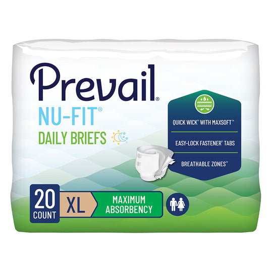 Prevail® Nu-Fit® Incontinence Brief, Heavy Absorbency, Extra Large, 20/Pk