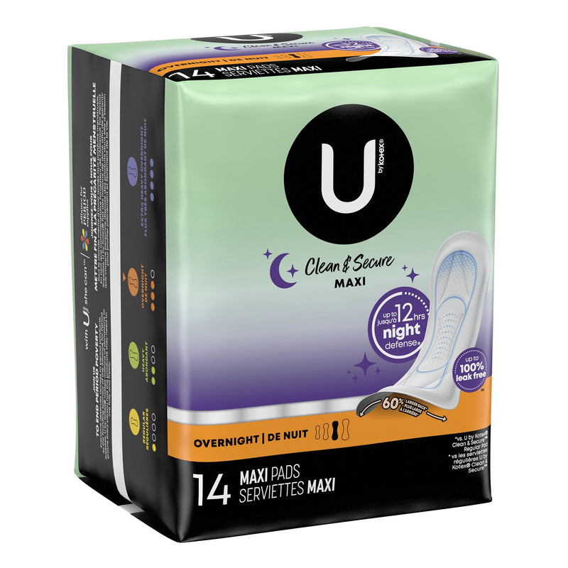 KC U BY KOTEX® MAXI OVERNIGHT PAD, SOLD AS 8/CASE KIMBERLY 01404