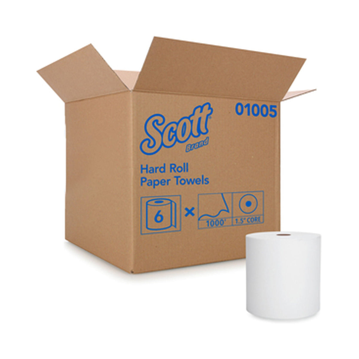 Scott Paper Towels, Hardwound, Continuous Roll, 8", White, 6/CS