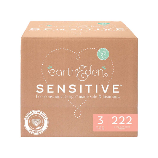 Earth & Eden Sensitive Baby Diapers, Size 3 For Babies Weighing 16 – 28 Lbs., 222/Cs
