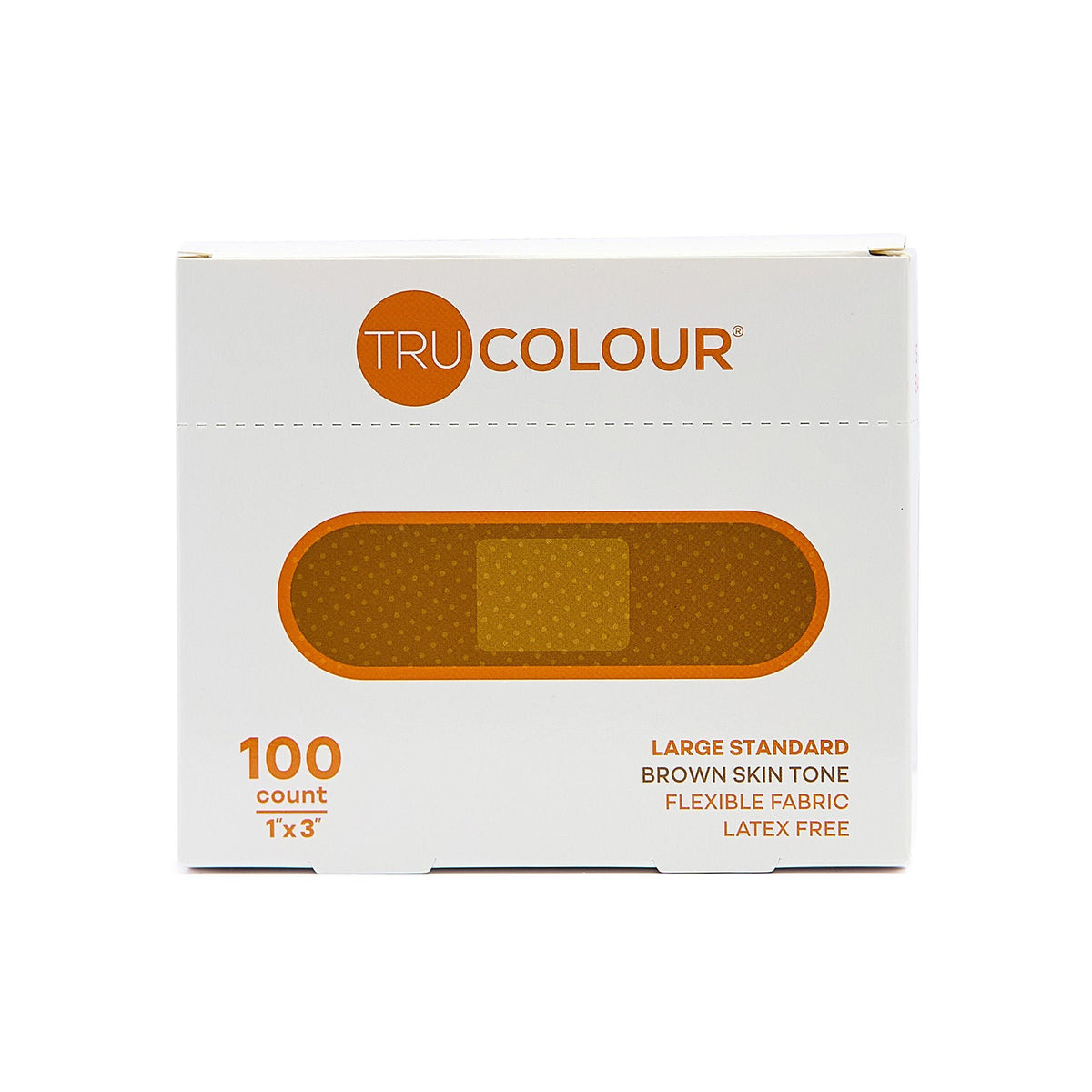 Tru-Colour Skin Tone Shade Fabric Bandage Adhesive Strips – Brown, 1 X 3 Inch, 12/Cs