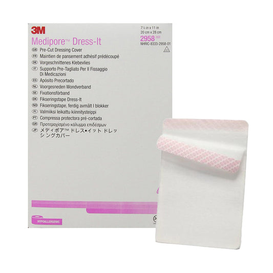 3M™ Medipore™ Cloth Dressing Retention Tape, 7-7/8 X 11 Inch, White, 100/Cs