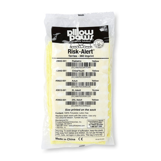 Pillow Paws® Risk Alert® Terries™ Slipper Socks, Extra Large, Pale Yellow, 48/CS