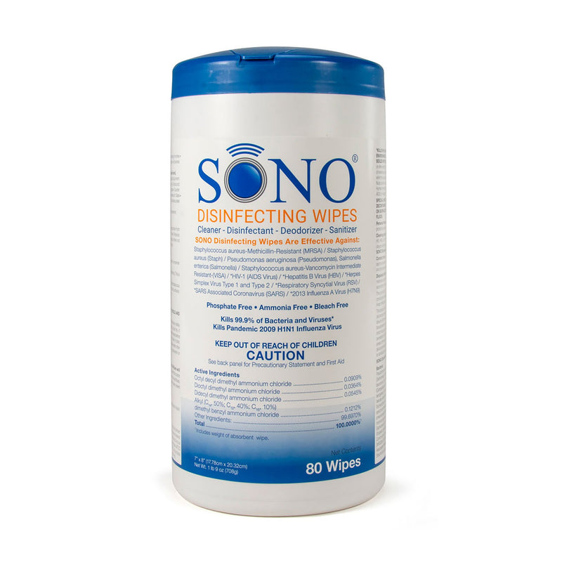 SONO® PREMOISTENED SURFACE DISINFECTANT CLEANER WIPES, SOLD AS 6/BOX ADVANCED SONO4032