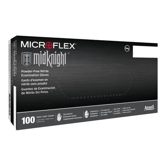 Microflex® Midknight™ Nitrile Exam Glove, Small, Black, 10/Cs