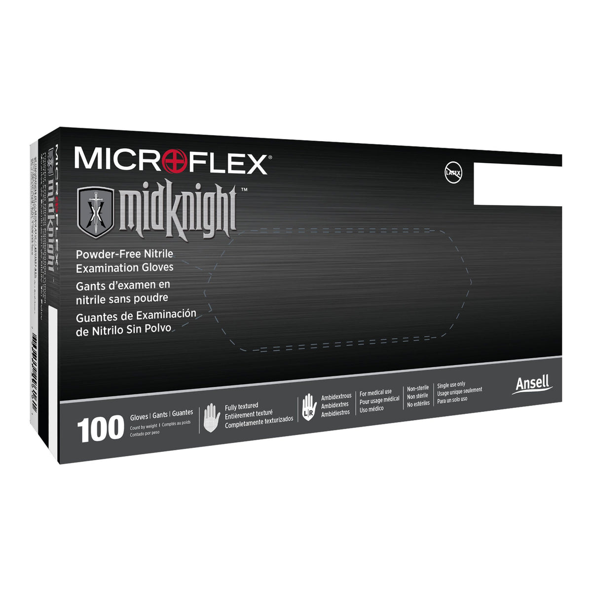 Microflex® Midknight™ Nitrile Exam Glove, Small, Black, 1/Bx