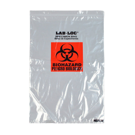 Lab-Loc® Specimen Transport Bag with Document Pouch, Zip Closure, 14 x 20 Inch, 250/CS