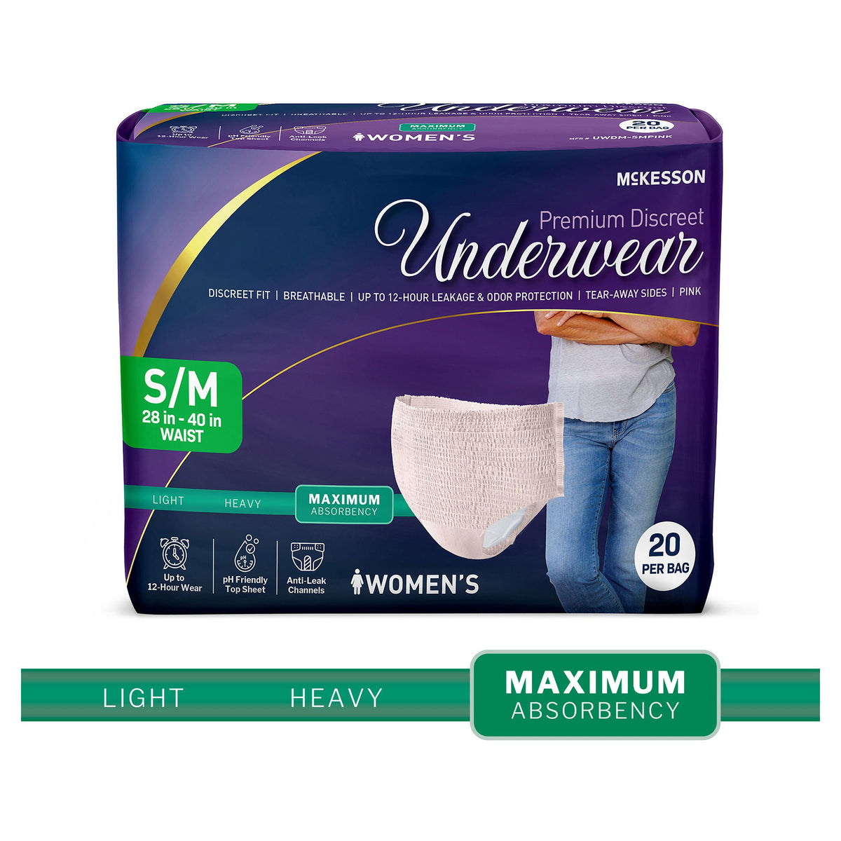 Mckesson Premium Discreet Underwear For Women, Maximum Absorbency, Small/Medium, 80/Cs