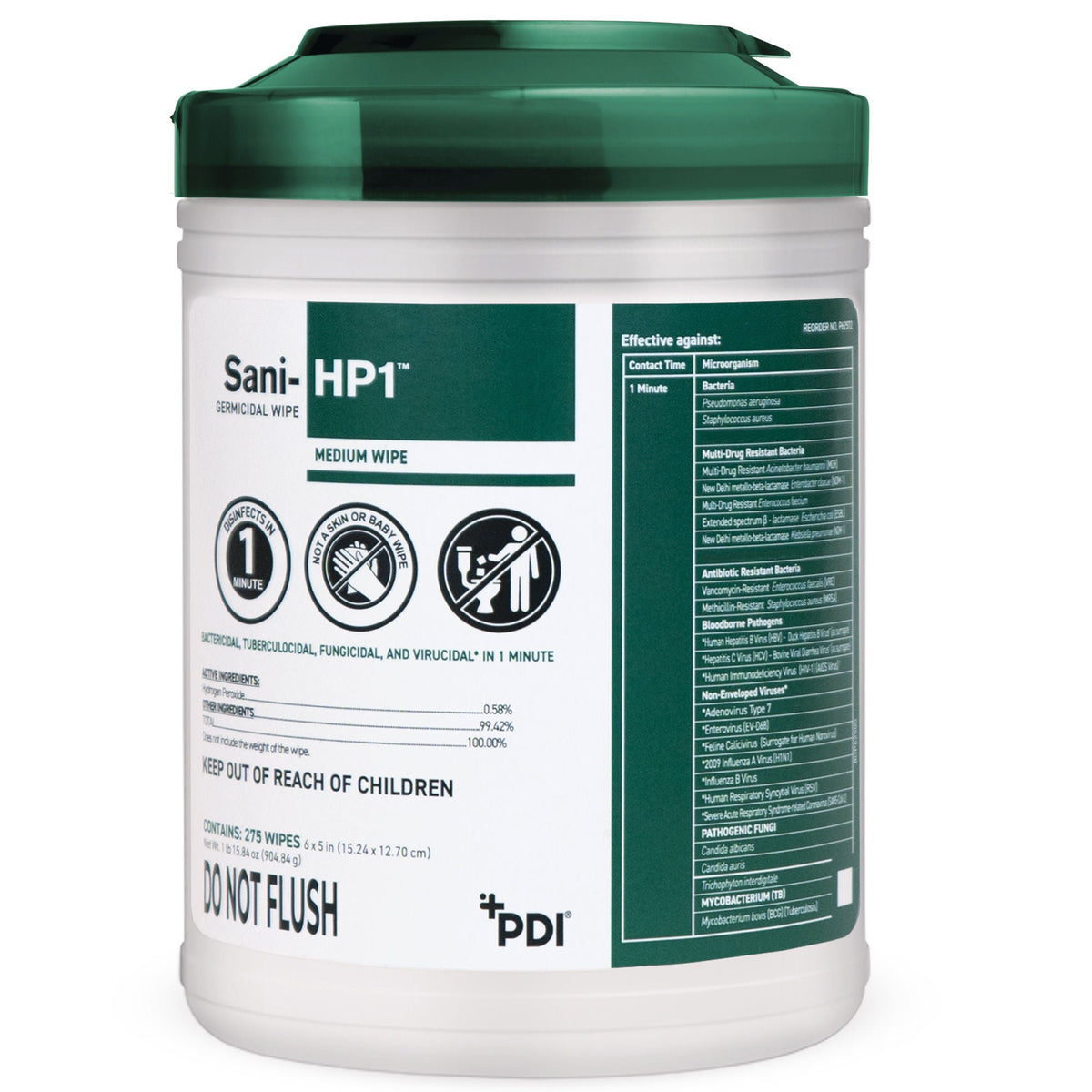 Wipe, Germicidal Disinf H2O2 Disp Med 6X5" (275/Cn 12Cn/Cs), 3300/Cs