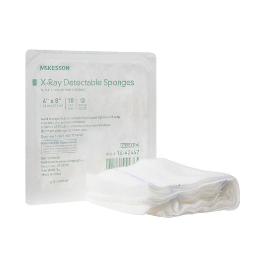 Mckesson Sterile X-Ray Detectable Gauze Sponge, 4 X 8 Inch, 16-Ply, 800/Cs