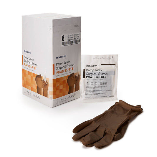 McKesson Perry® Latex Surgical Glove, Size 8, Brown, 200/CS