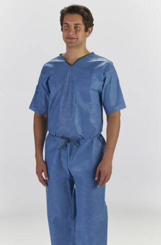 Graham Medical Non-Woven Scrubs Shirt Scrub W/Pocket 3-4Xlblu Nonwoven 30/Cs -66950 - BriteSources