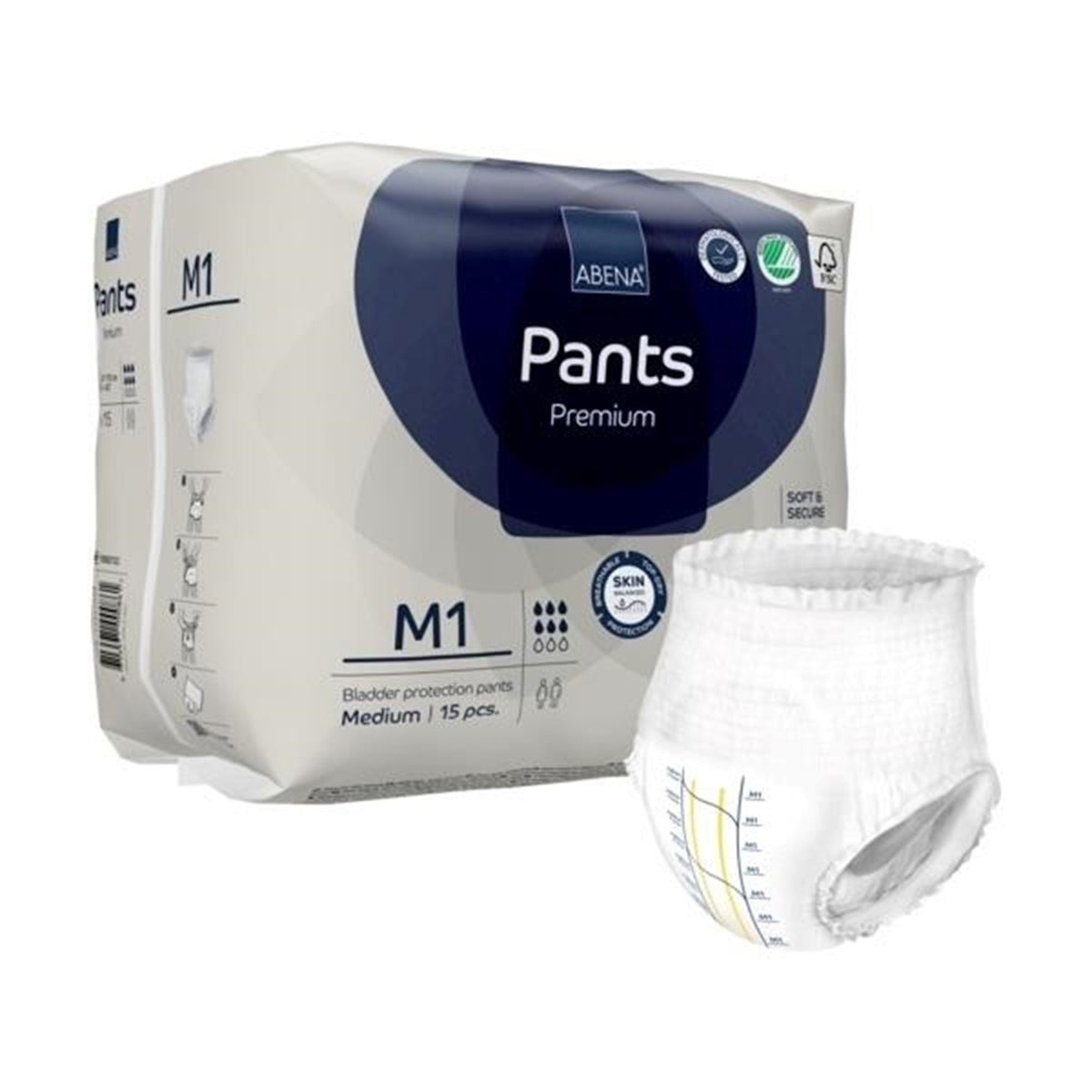 Abena® Premium Pants M1 Incontinence Brief, Medium, 90/Cs